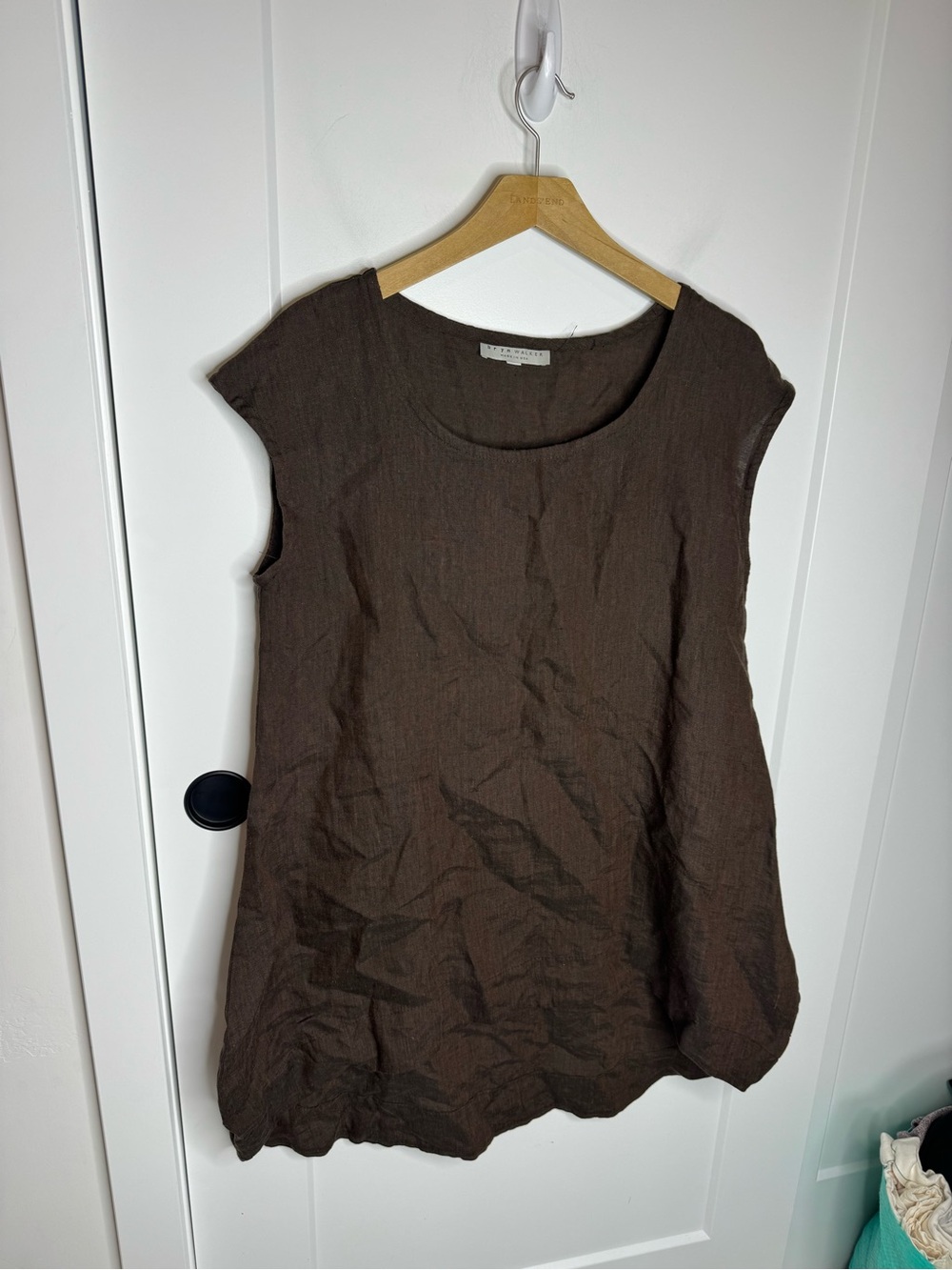 Bryn Walker 100% Linen Brown Mini Dress Short Sleeve Tunic Size XS